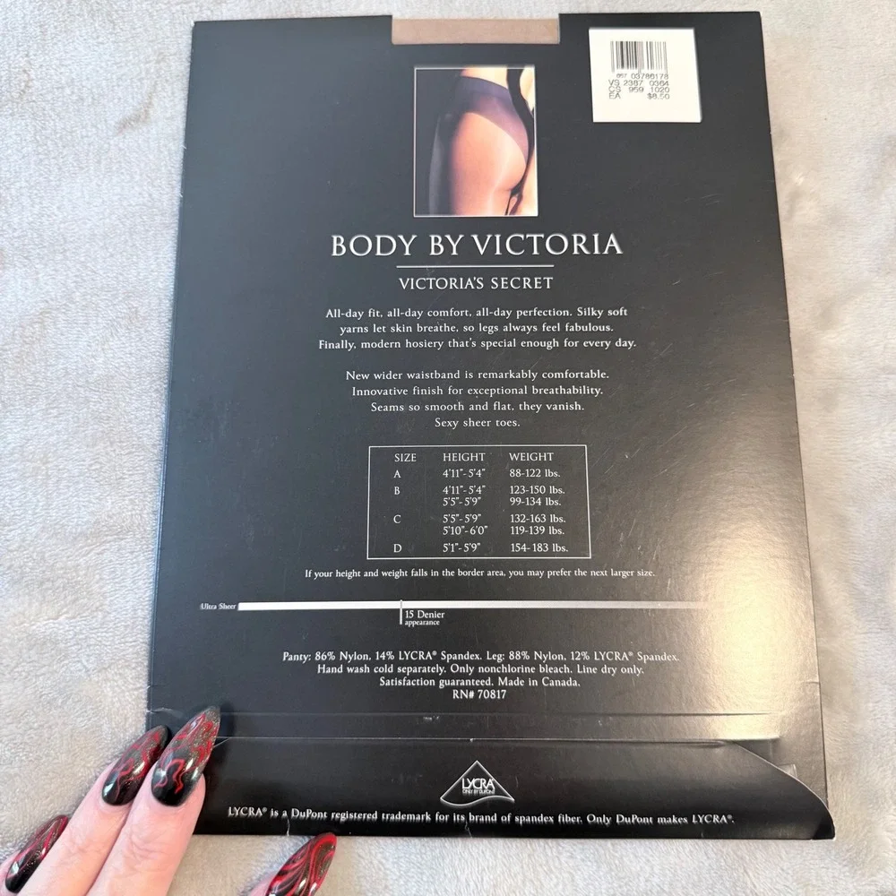 Vintage Victoria's Secret Body by Victoria Pantyhose Nude Size B 15 Denier NIP